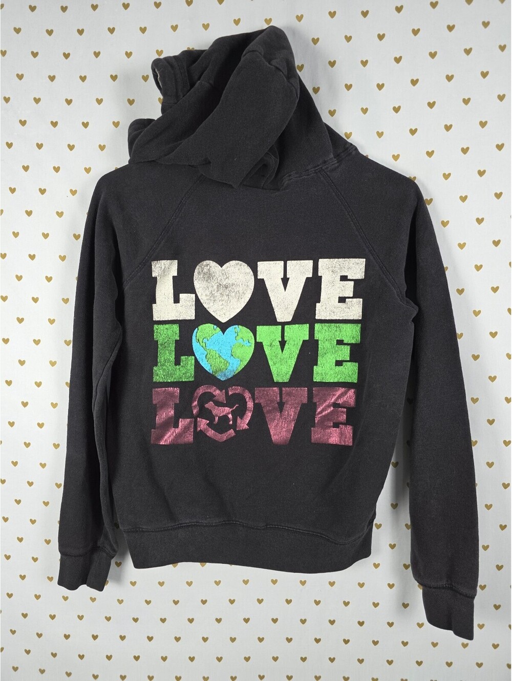 Victorias Secret Pink Vintage LOVE Recycle Y2k Hooded Sweater Jacket XS